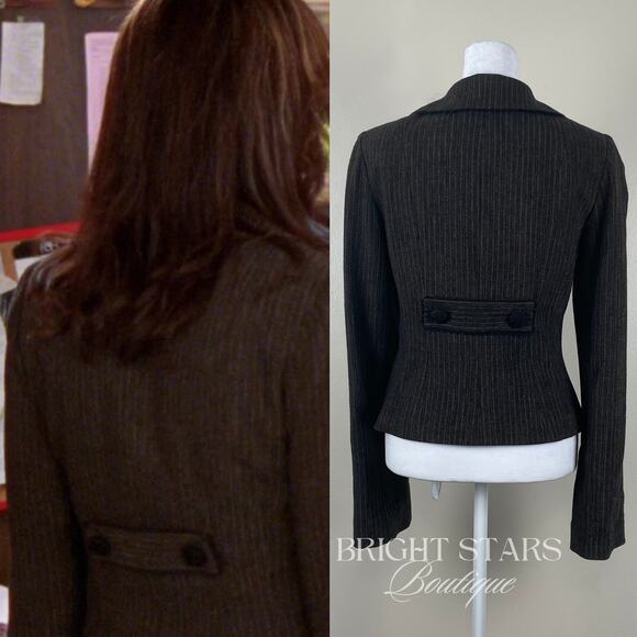 Extremely Rare Blazer Jacket ASO Lorelai Gilmore Girls Applique Flower Brown - Picture 2 of 12